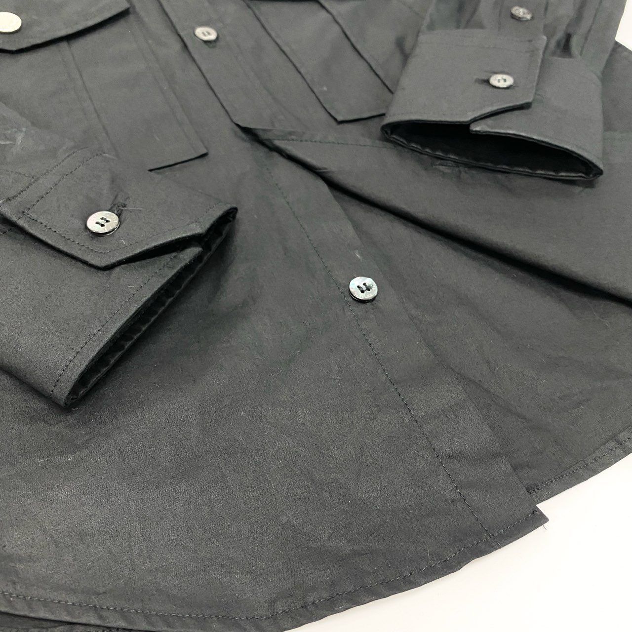 86l20 DOLCE&GABBANA ドルチェアンドガッパーナ 00`s vintage  Zip Cargo Shirt ロングスリーブシャツ ジップデザイン コットンシャツ メンズ 44 ブラック 綿100％k02i