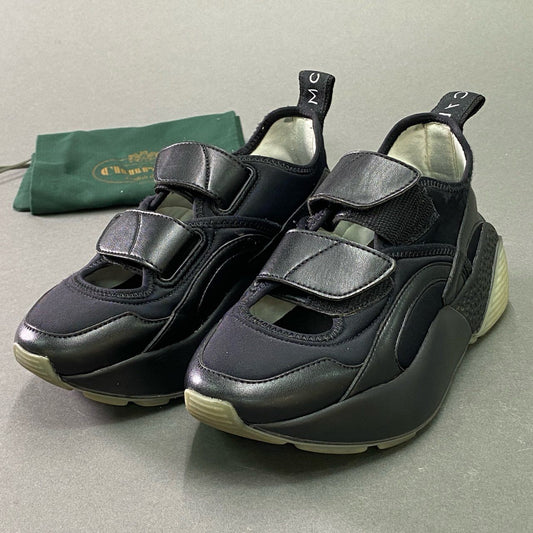 2e26 STELLA McCARTNEY ステラマッカートニー ベルクロ 厚底スニーカー 35 ブラック シューズ イタリア製