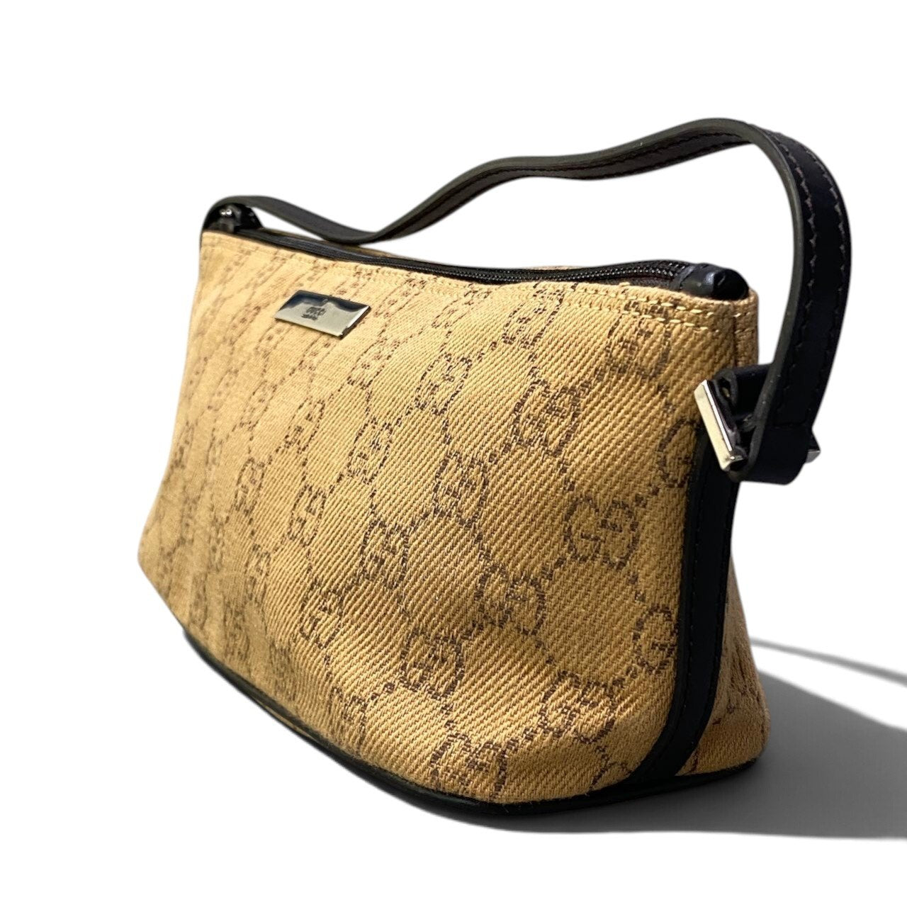 h29 GUCCI GGキャンバス アクセサリーポーチ ベージュ ダークブラウン レディース 女性用ta1