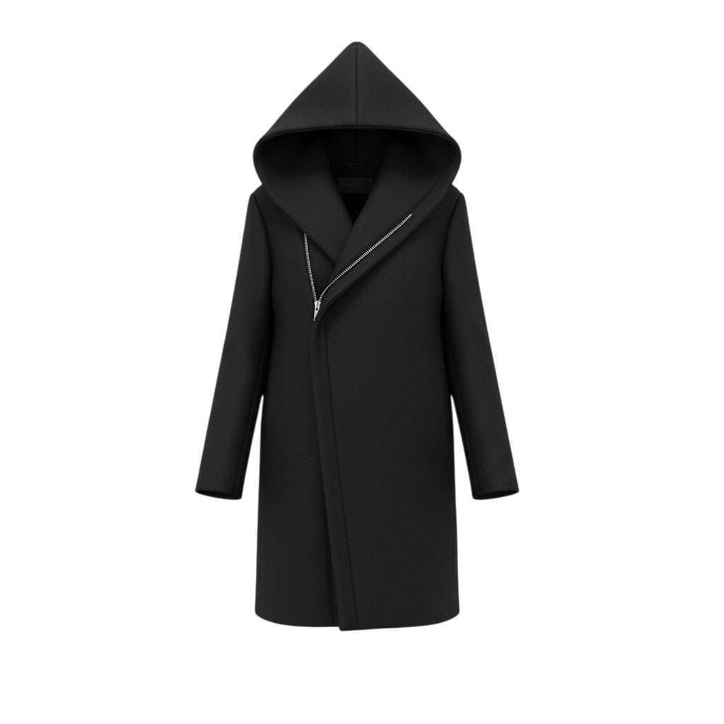 5c3 【美品】JUNHASHIMOTO ジュンハシモト ラップコート カシミヤ混コート フーディーコート アウター 1012120003 5 ブラック メンズ 男性用o07t