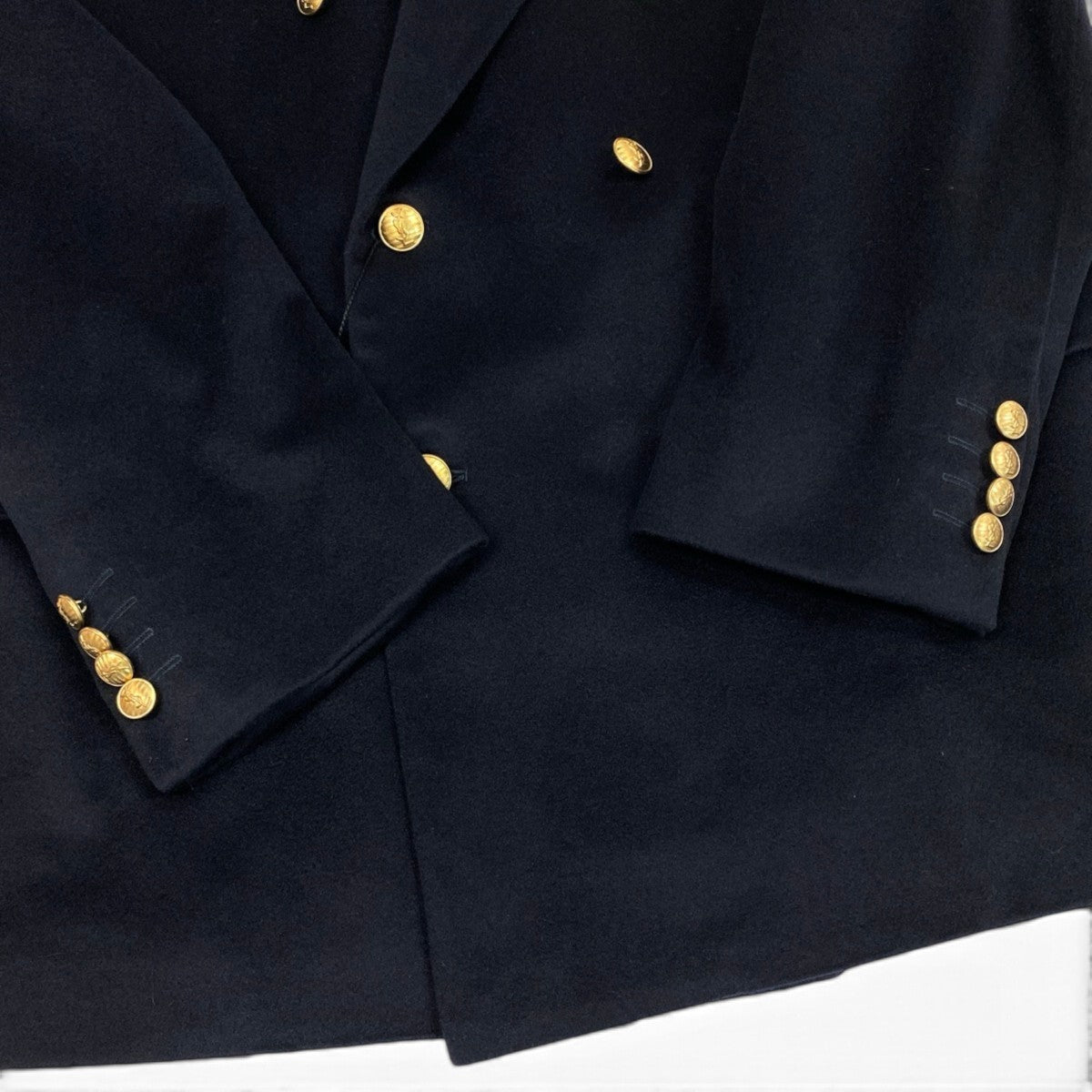 Mi4 YVES SAINT LAURENT イヴサンローラン テーラードジャケット ダブルブレスト YSLボタン 金ボタン 54 ブラック カシミヤ メンズ 紳士服o07t
