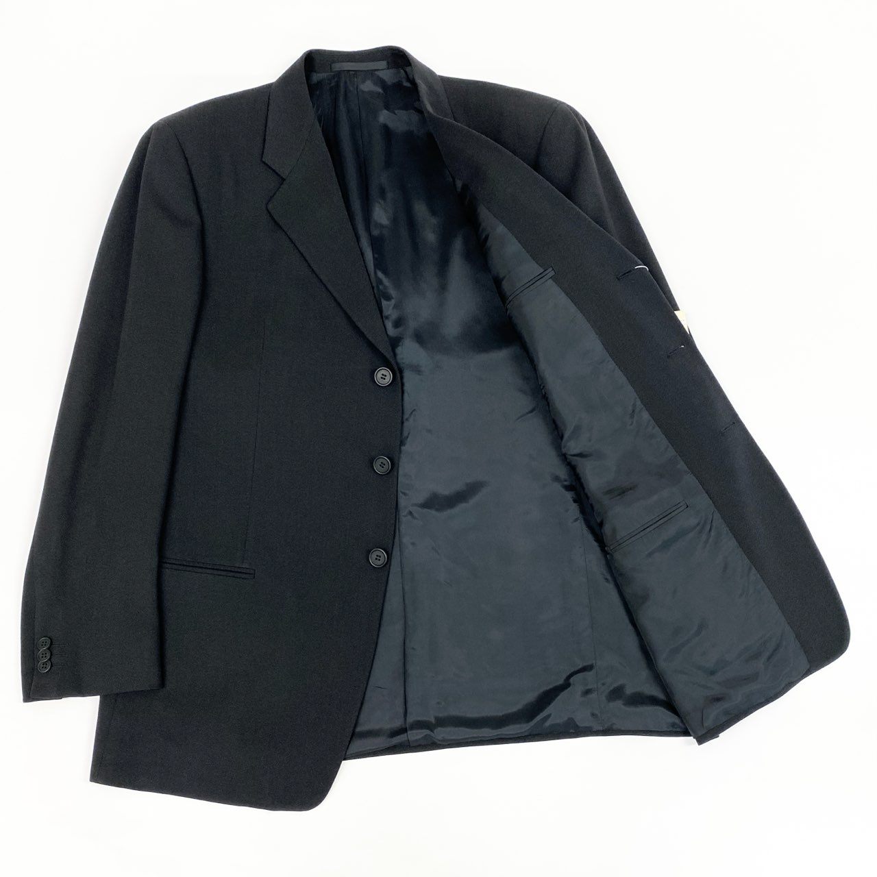 3d15 ARMANI COLLEZIONI アルマーニコレッツォーニ セットアップスーツ シングルスーツ フォーマル ビジネス サイズ54/R ブラック 無地 メンズ 紳士服o07t
