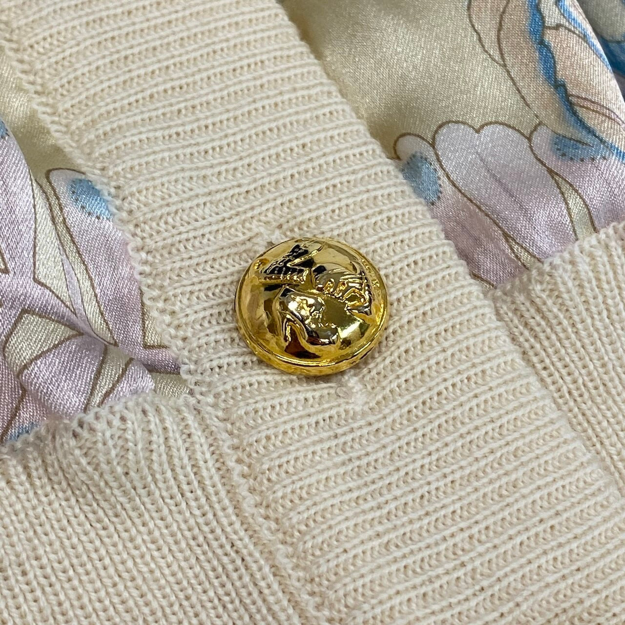 Ec27 Salvatore Ferragamo サルヴァトーレフェラガモ ロングスリーブシルクカーディガン ニットセーター イタリア製 XSサイズ マルチカラー シルク100％ レディース 女性用u02t