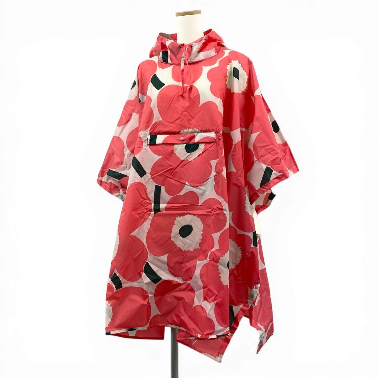 63d13 【未使用タグ付】 marimekko マリメッコ  Unikko Rain Poncho レインコート ポンチョ ウニッコ柄 花柄プリント ONE SIZE ピンク ホワイト レディース 女性用u02t
