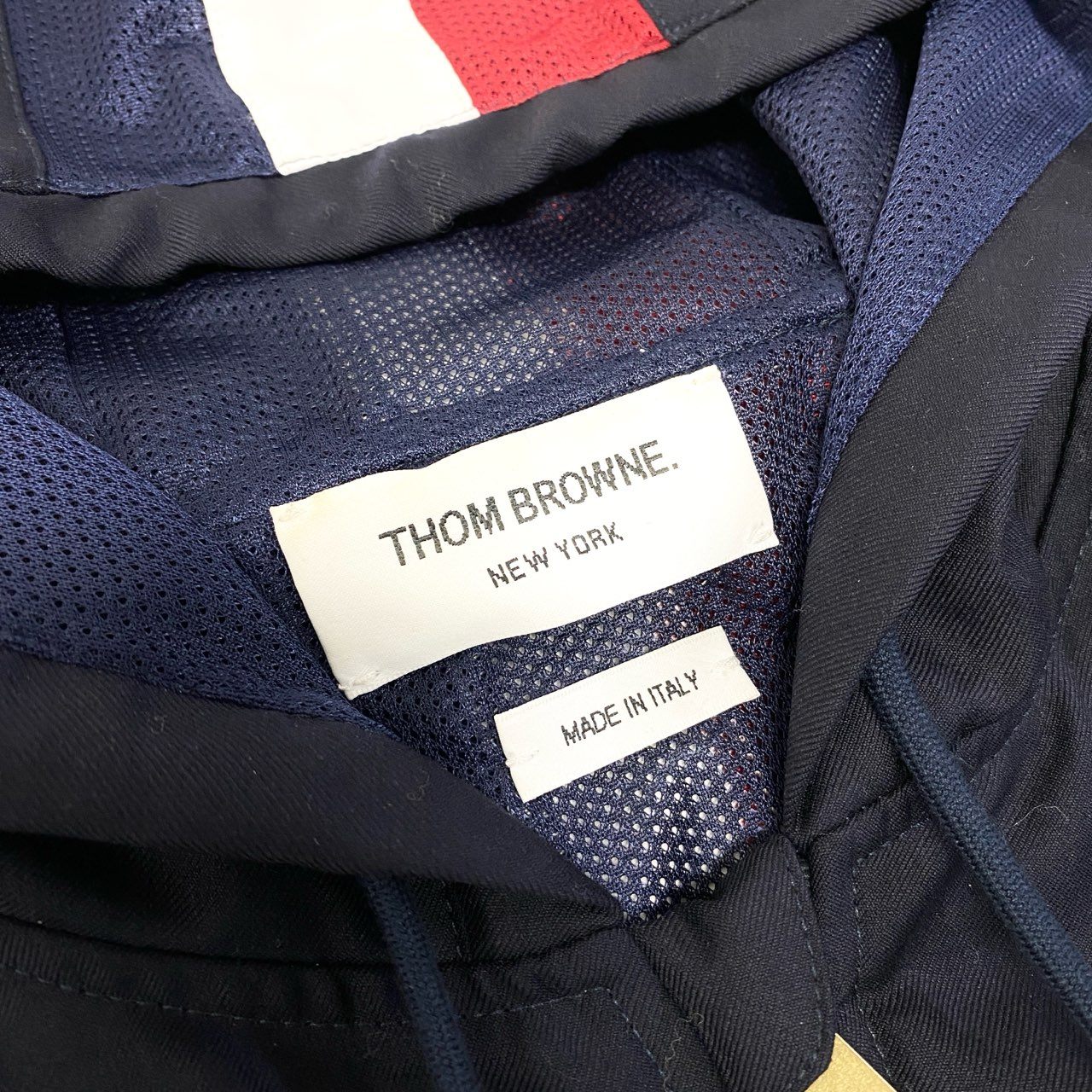 38a16 THOM BROWNE トムブラウン ジップパーカー ジャケット MJT087A サイズ1 ネイビー バッグライン トリコロールt18r
