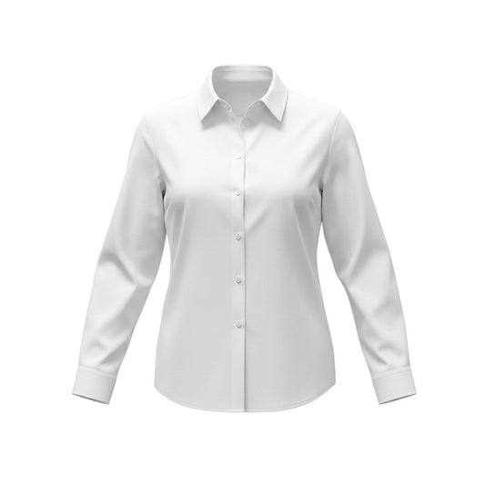 22f17 LARDINI ラルディーニ 近年 長袖シャツ コットンシャツ ビジネス サイズ38 無地 ホワイト コットン100％ レディース  女性服u02t