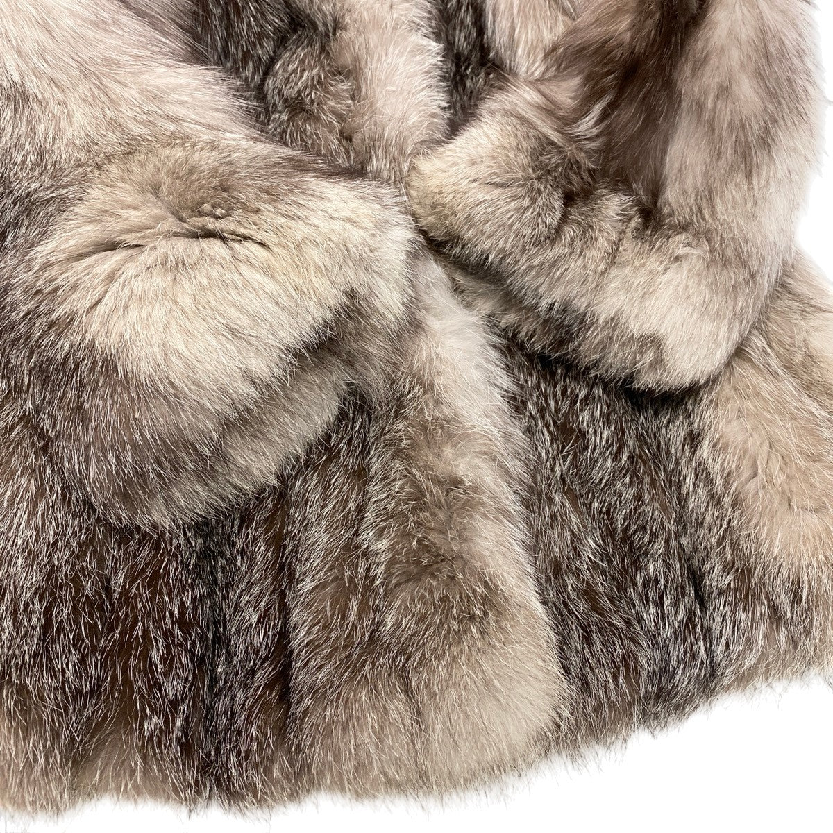 15h19 シルバーフォックス 肉厚 ロングコート サイズF 茶系 本毛皮 Silver Fox Fur Coat リアルファーt18r