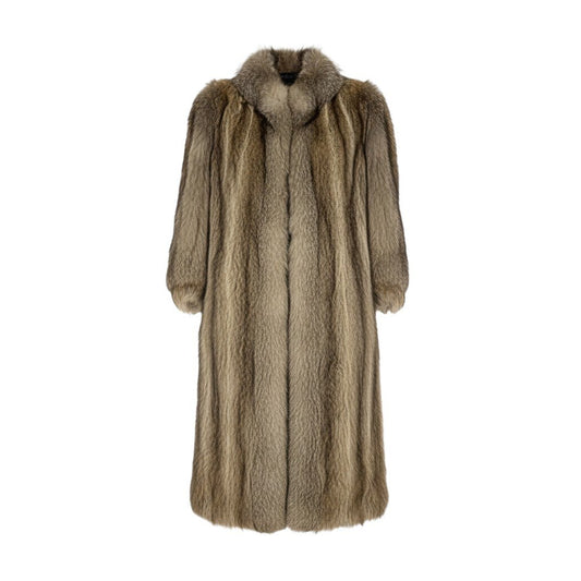 69L8 シルバーフォックス 着丈110cm 超ロングコート サイズ12号 本毛皮 FOX FUR リアルファー 肉厚◎t18r