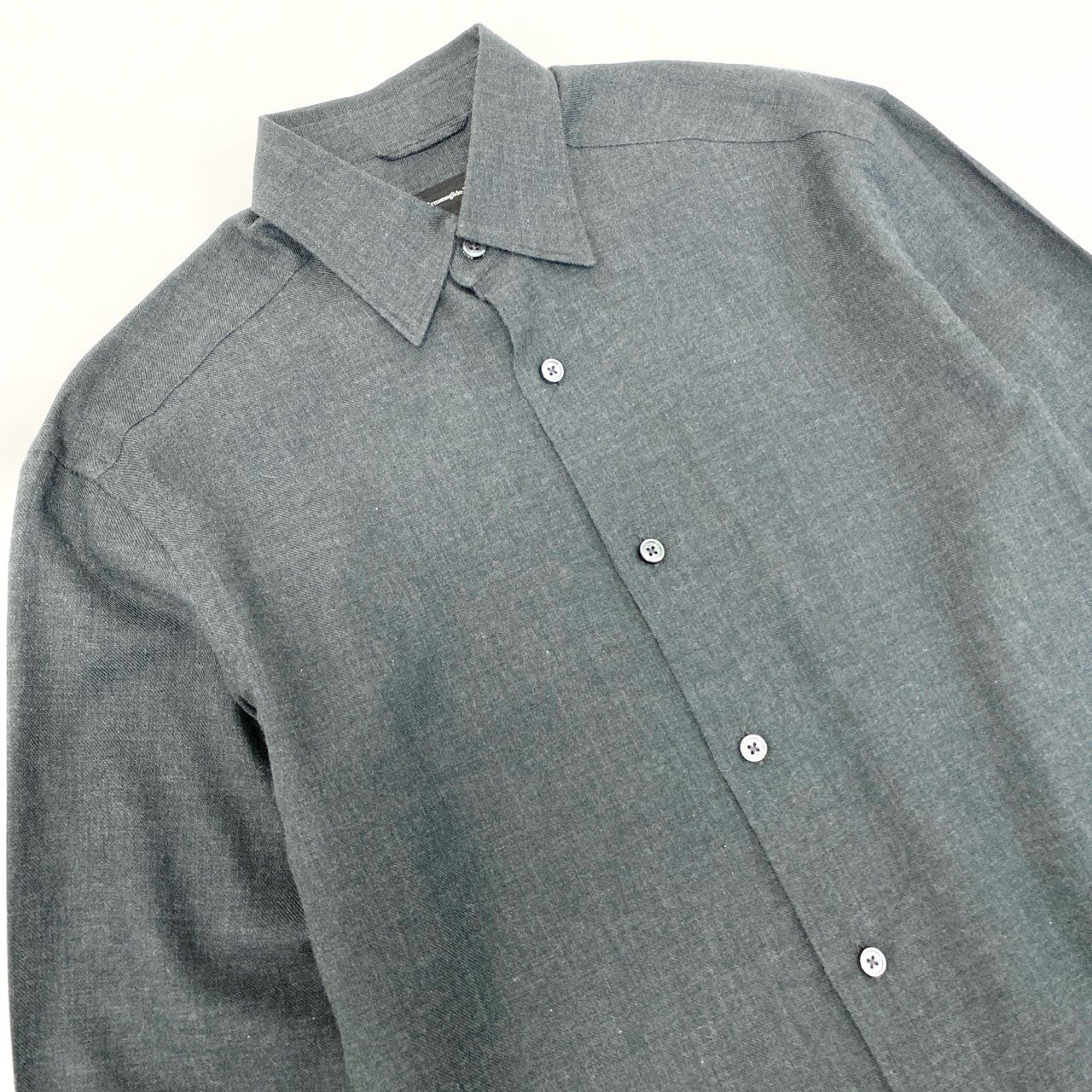 34i18 《極美品》 Ermenegildo Zegna エルメネジルドゼニア 長袖シャツ ドレスシャツ トップス CAMICIA GOMLEX サイズS グレー コットンカシミヤ メンズu02t