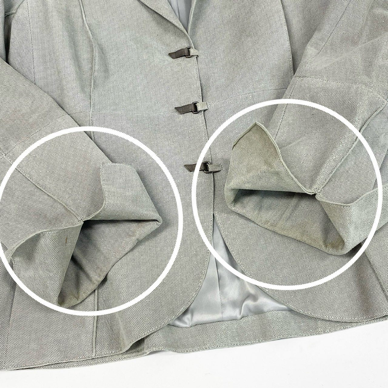 36a7 AKRIS アクリス テーラードジャケット  レザージャケット アウター 38サイズ グレー系 レザー 革 レディースu02t