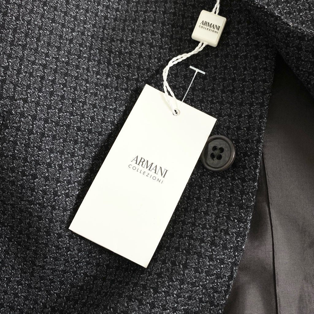 31d27 《新品タグ付き》 ARMANI COLLEZIONI アルマーニコレッツォーニ テーラードジャケット ブレザー 総柄 サイズ52 グレー メンズ 紳士服