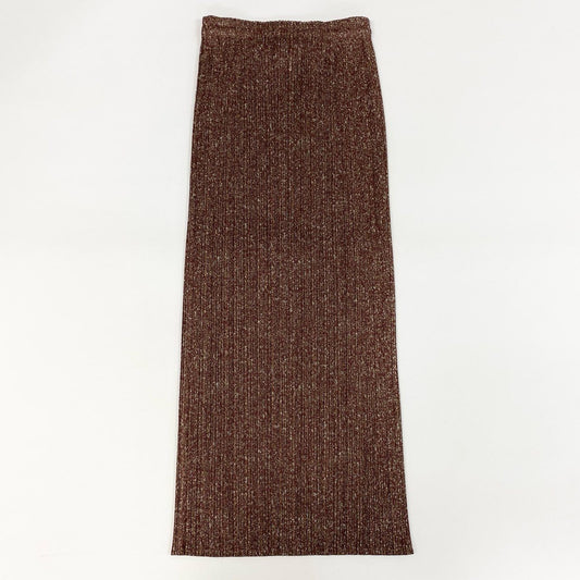 42h22《美品》 PLEATS PLEASE プリーツプリーズ イッセイミヤケ ロングスカート 総柄スカート プリーツ加工 PP84-JG413 サイズ2 ボルドー系 ポリエステル レディースu02t