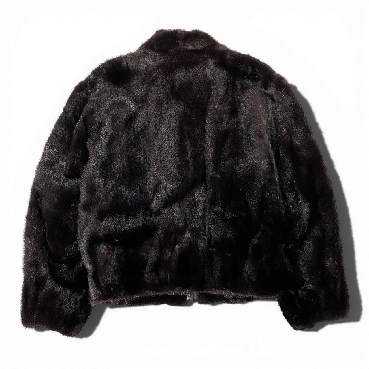 16a21 ジップアップ リアルファーコート サイズ44 ダークブラウン 本毛皮 Zip Up Fur Coatt18r