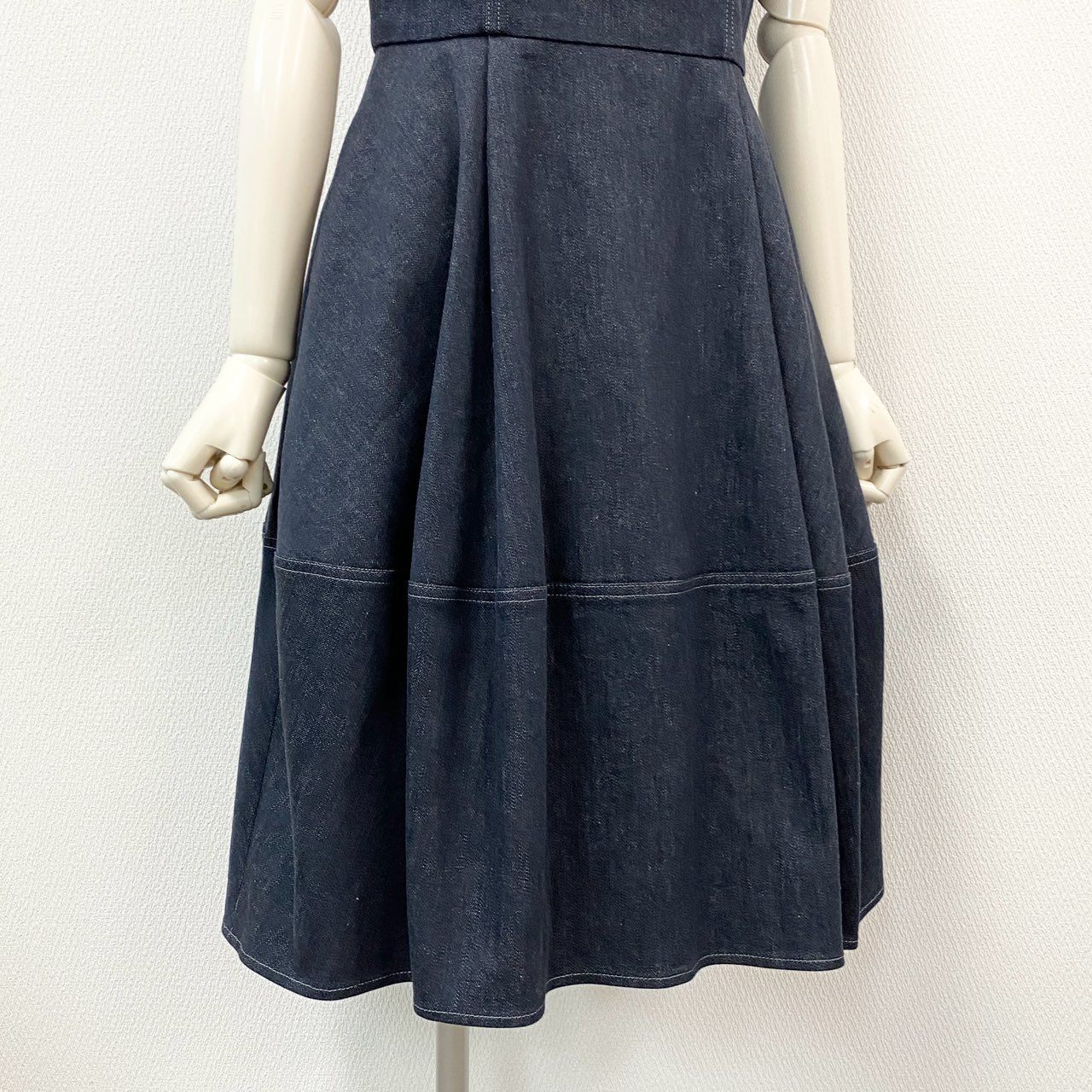 42k27 《美品》定価￥70,400 FOXEY NEW YORK フォクシー ニューヨーク Dress Denim Baron バロンデニムワンピース 41682 40 インディゴ ノースリーブ ドレス 日本製