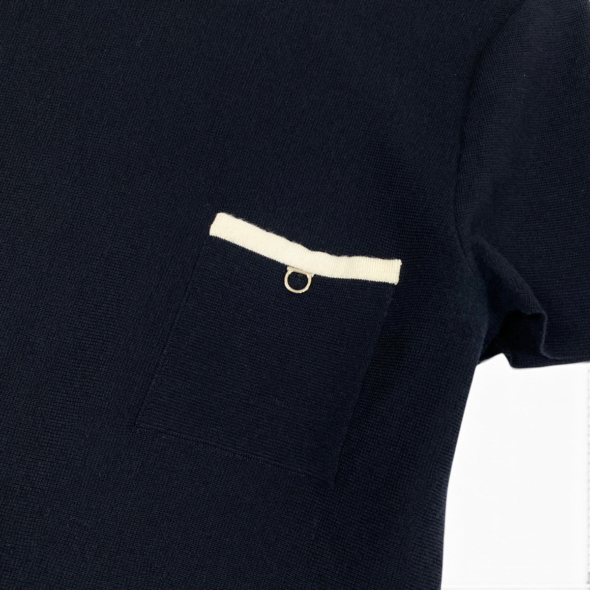 Ei3 Salvatore Ferragamo サルヴァトーレフェラガモ 半袖ニットワンピース ガンチーニ サイズM ブラック ウール100％ レディースo07t