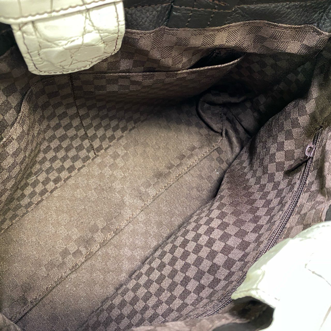 ak18 JRA認定 クロコダイル 2way ハンドバッグ ショルダーバッグ 目地染め ホワイト レザーk02i