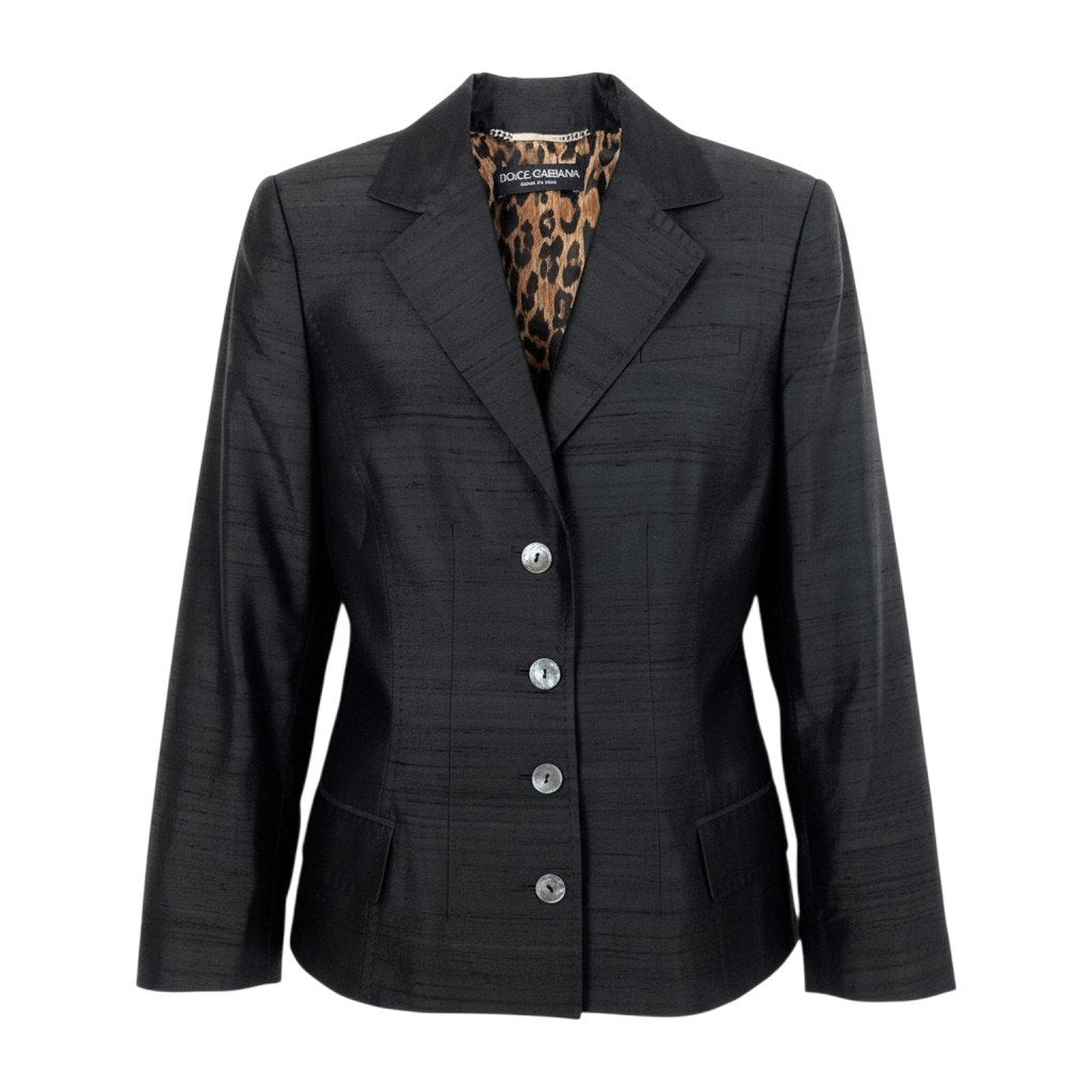 i19 DOLCE＆GABBANA テーラードジャケット イタリア製 40サイズ ブラック シルク100％ レディース 女性用u02t