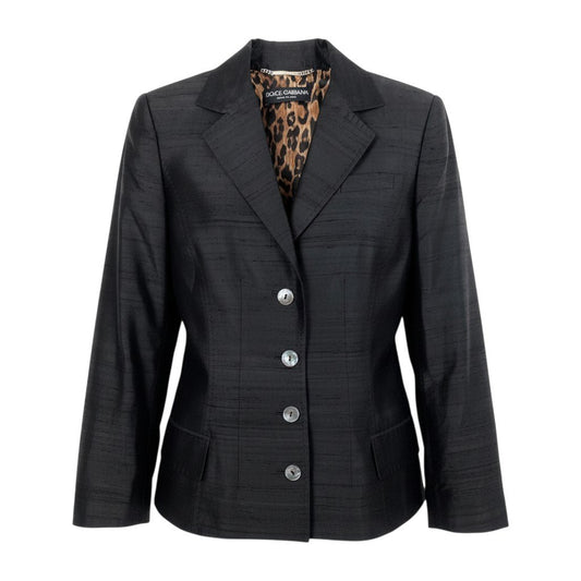 i19 DOLCE＆GABBANA テーラードジャケット イタリア製 40サイズ ブラック シルク100％ レディース 女性用u02t