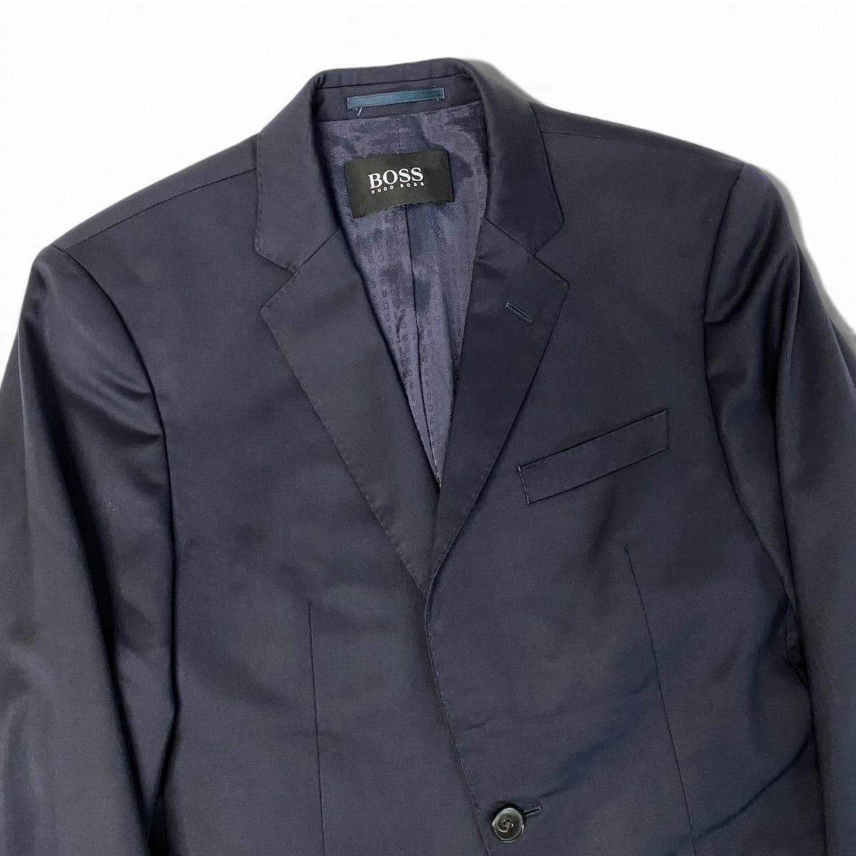 64j27 BOSS HUGO BOSS ボスヒューゴボス SUPER120 セットアップ シングルスーツ 2B ストレッチ SLIM FIT サイズ46 ネイビー メンズ 紳士服o07t