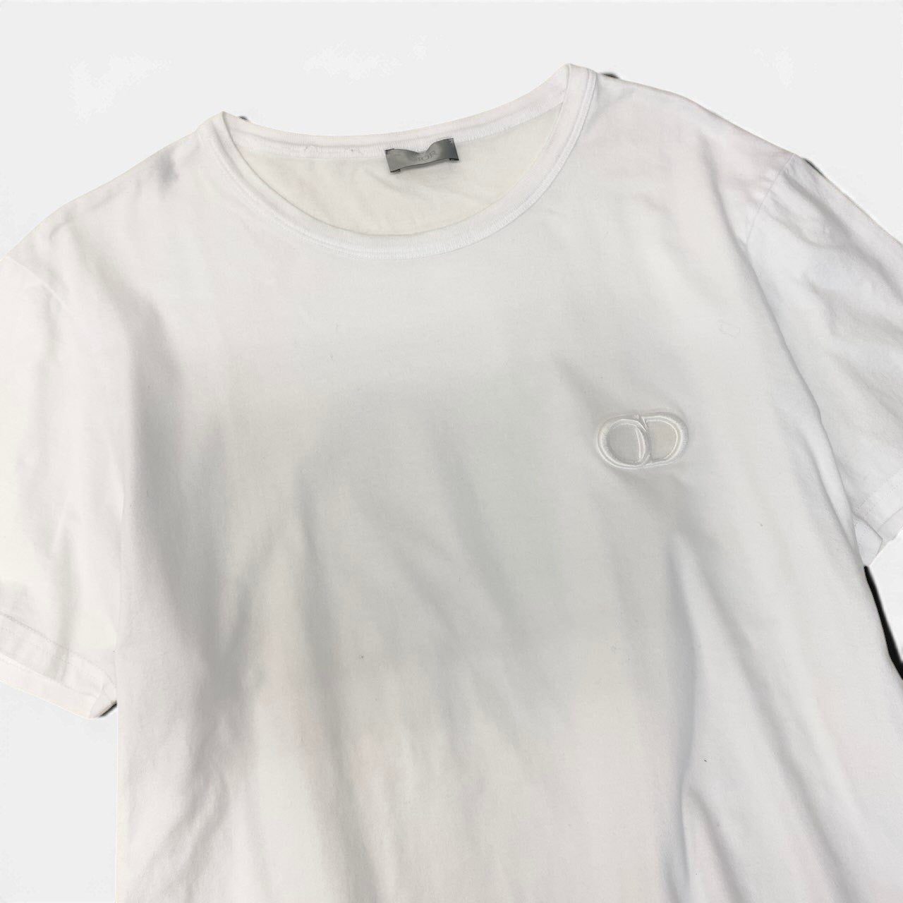 14f15 DIOR HOMME ディオールオム CD ICON アイコン CDロゴ刺繍 Tシャツ 半袖カットソー 013J600A0677 Lサイズ ホワイト コットン メンズo07t