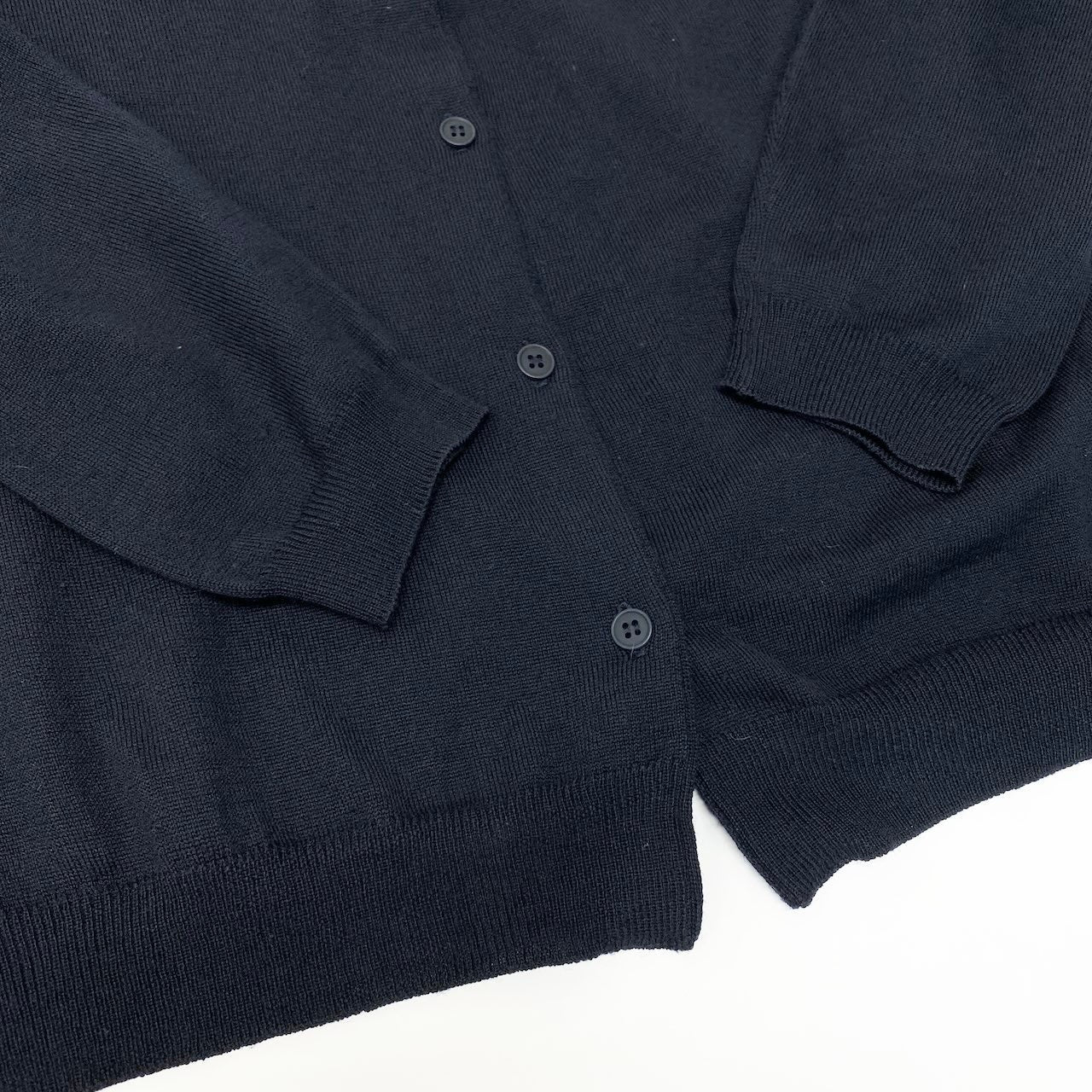 57c10 BOTTEGA VENETA ボッテガヴェネタ クルーネック ニットカーディガン トップス 44 ブラック ウール レディースu02t