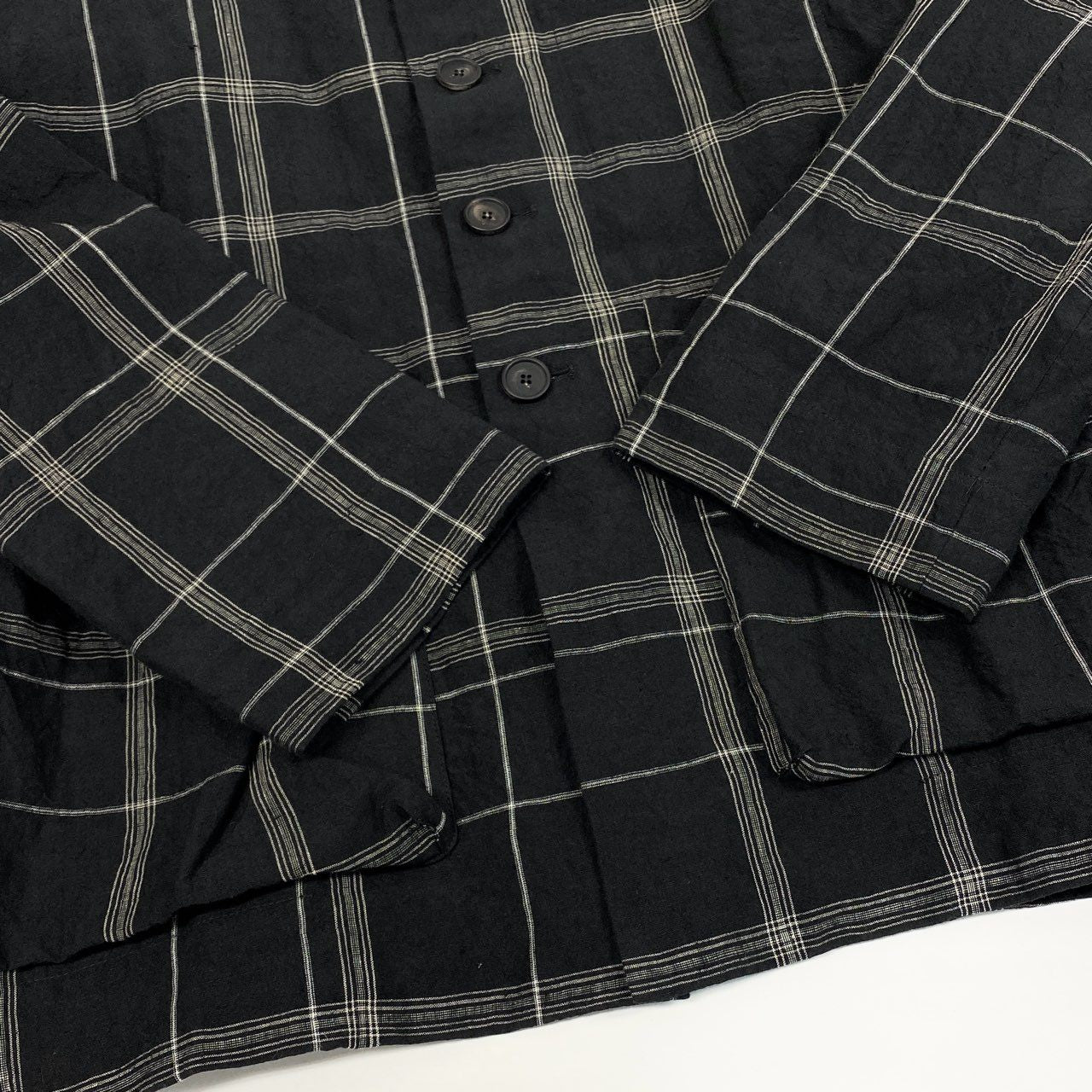61b9《極美品》 toogood トゥーグッド THE PHOTOGRAPHER JACKET オーバーサイズ チェックジャケット 6 ブラック リネン メンズk02i