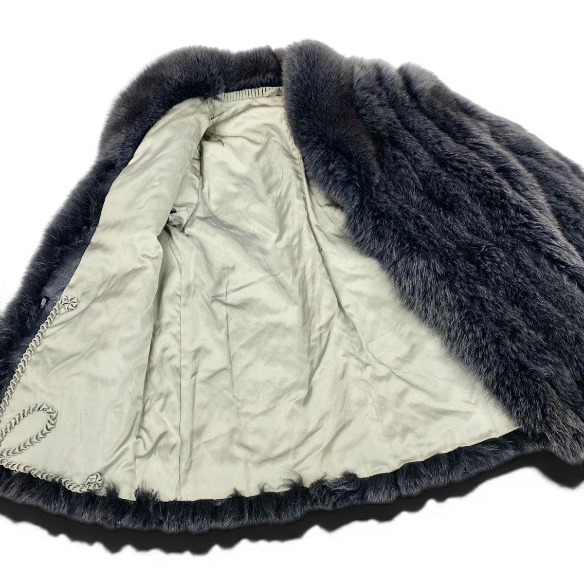 52f10 SAGA FOX サガフォックス 金サガ 最高級 染めフォックスファーコート サイズF ブラック 本毛皮 Fox Fur Coatt18r