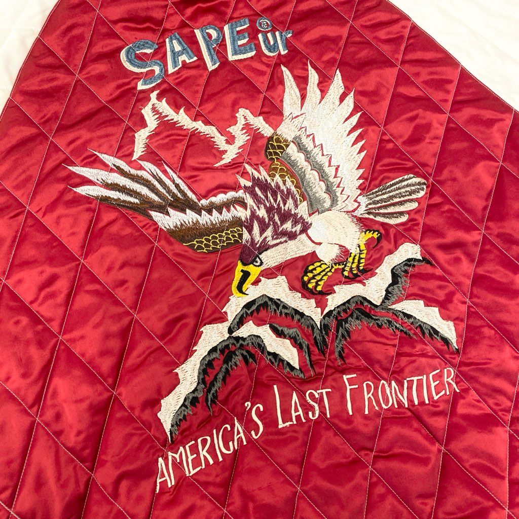 22l28 SAPEur サプール スーベニアジャケット スカジャン リバーシブル 名古屋限定 XLサイズ パープル イエロー マルチカラー メンズo07t