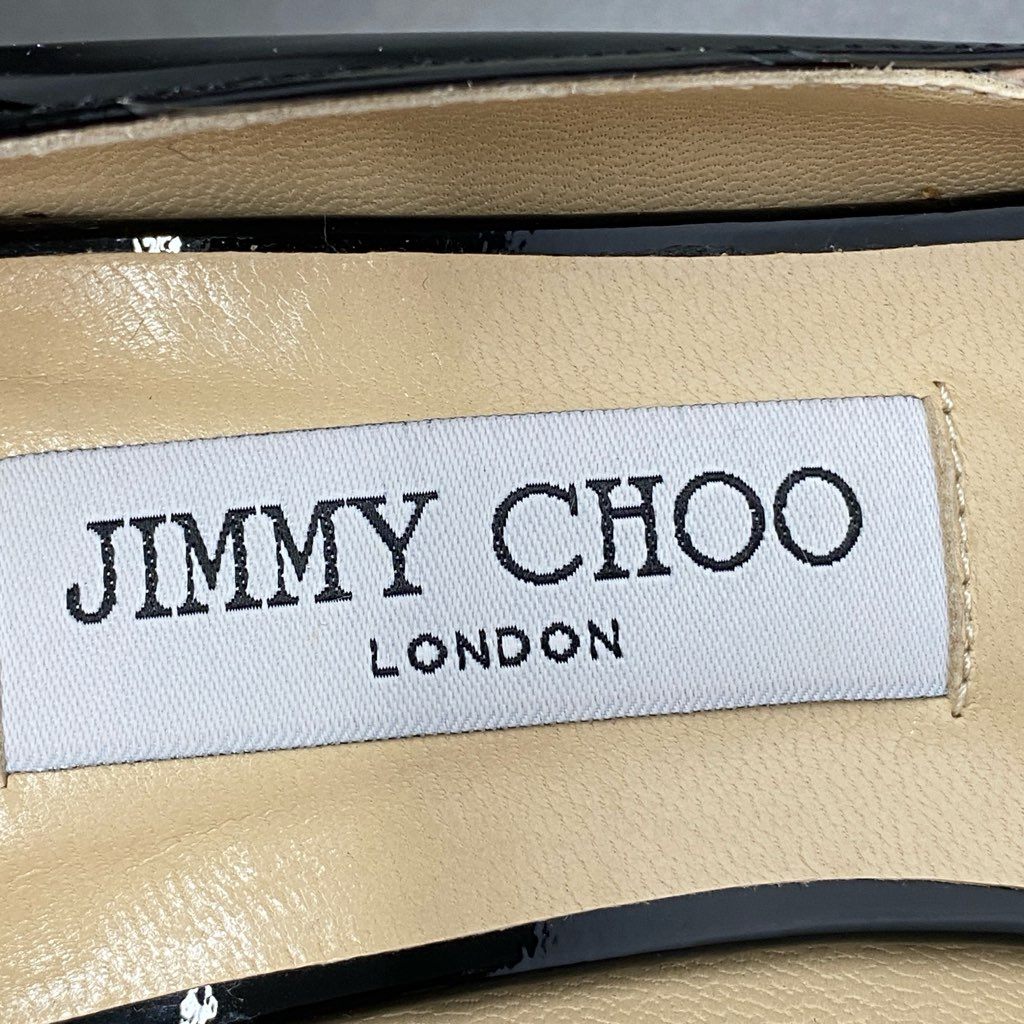 8d21 【極美品】 JIMMY CHOO ジミーチュウ オープントゥ レザーパンプス 247AGNES 37 ブラック/ベージュ レディース 靴