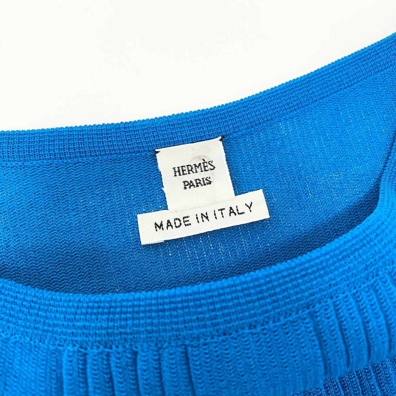80c10 【未使用タグ付き】HERMES エルメス コットンシルク ニットキャミソール トップス サイズ38 ブルー レディースk02i