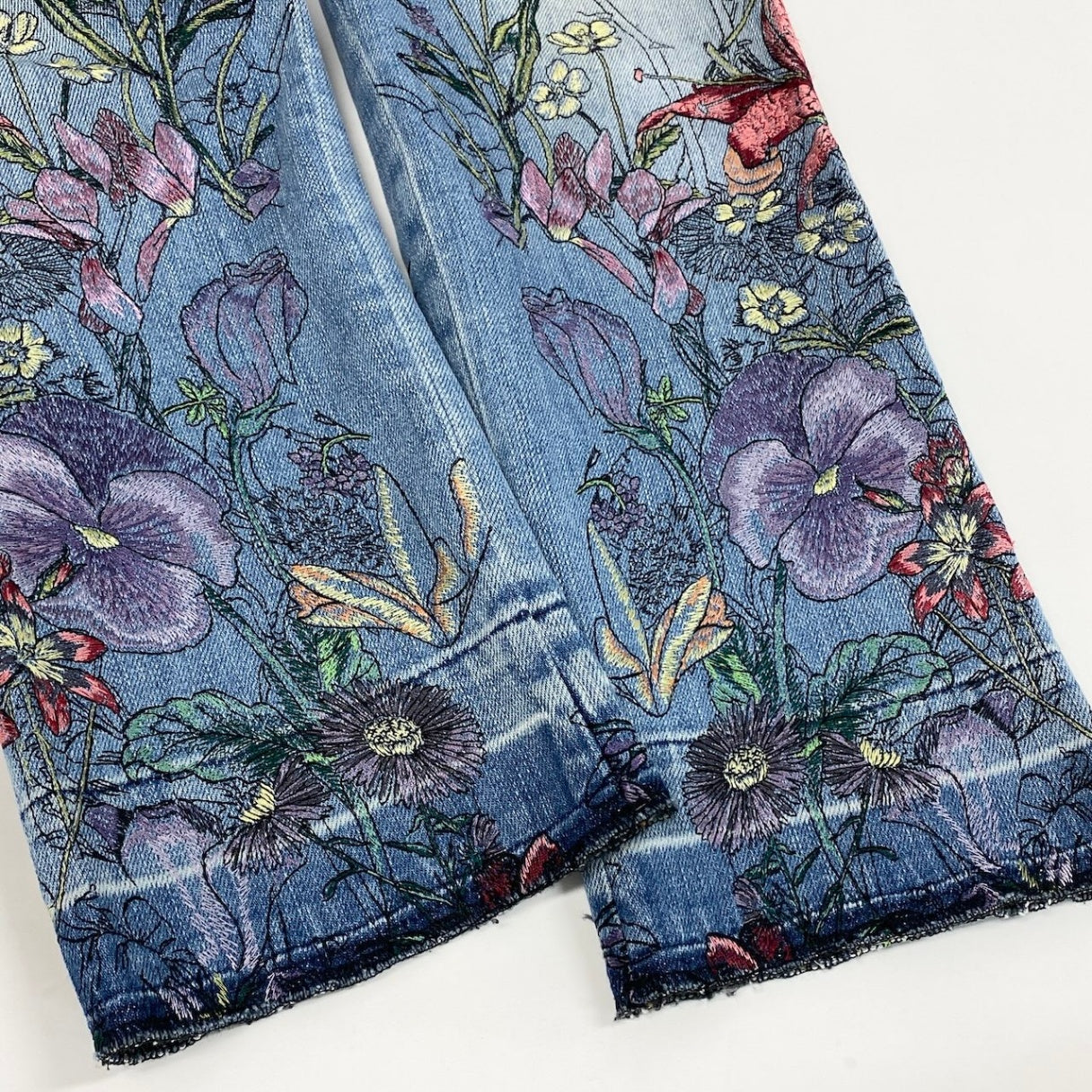 Ie7 GUCCI グッチ トムフォード期 花柄刺繍 デニムパンツ Tom Ford Floral Embroidery Denim Pants サイズ42 インディゴブルーt18r