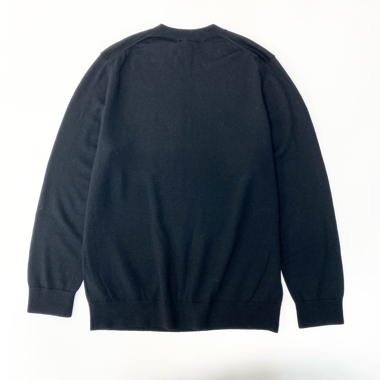 82a29 BURBERRY LONDON ENGLAND バーバリー ロンドンイングランド 長袖ニットセーター 胸元ブランドロゴ トップス イタリア製 Lサイズ ブラック ホワイト メンズ 男性用o07t