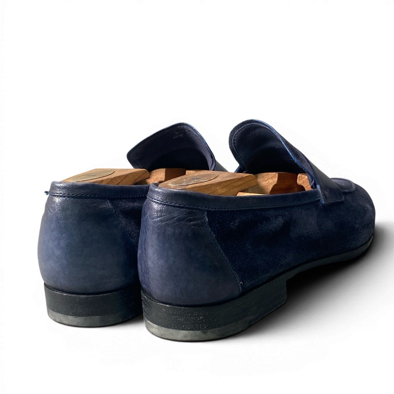 1d23 Berluti ベルルッティ Lorenzo ロレンツォ スエードローファー レザーシューズ サイズ8 ネイビー メンズ 紳士靴k02i