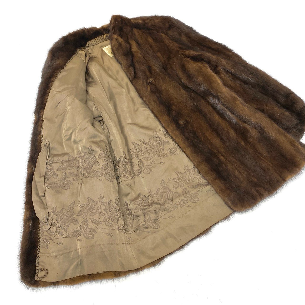 26L5 SAGA MINK サガミンク 金サガ デミバフミンク ファーコート サイズ11号 ブラウン 最高級本毛皮 MINK FUR 裏地刺繍t18r