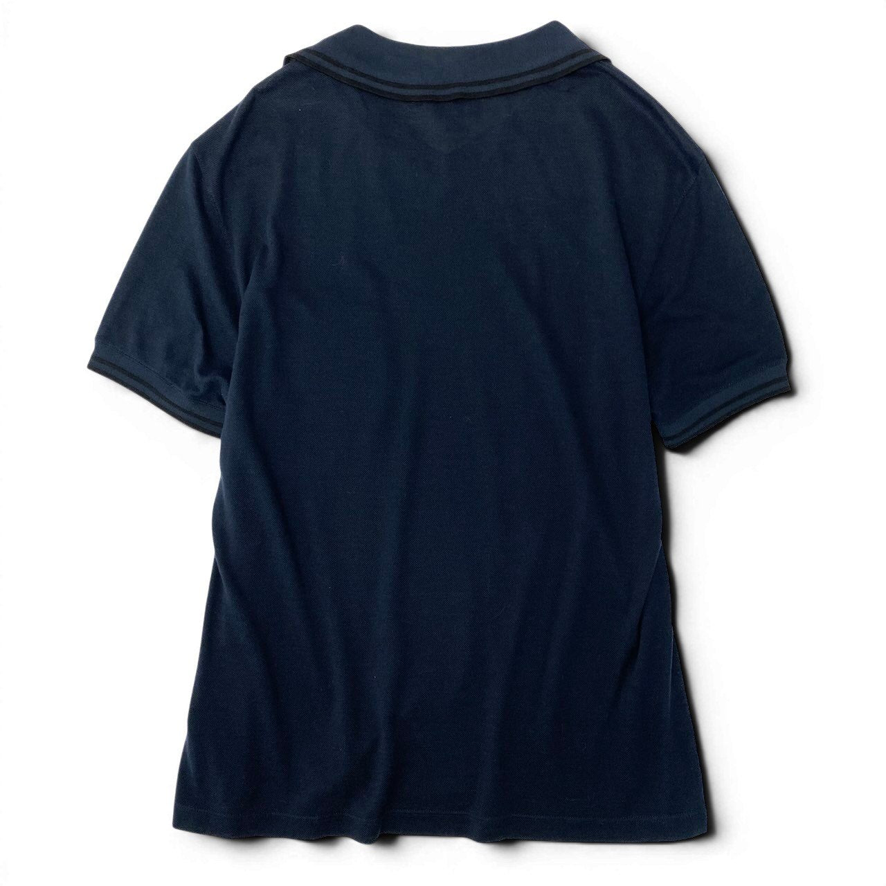 22e7 GIORGIO ARMANI ジョルジオアルマーニ オープンカラー ニットカットソー 半袖 トップス ポケットロゴ刺繡 シルクブレンド サイズ46 ネイビー メンズ 紳士服u02t
