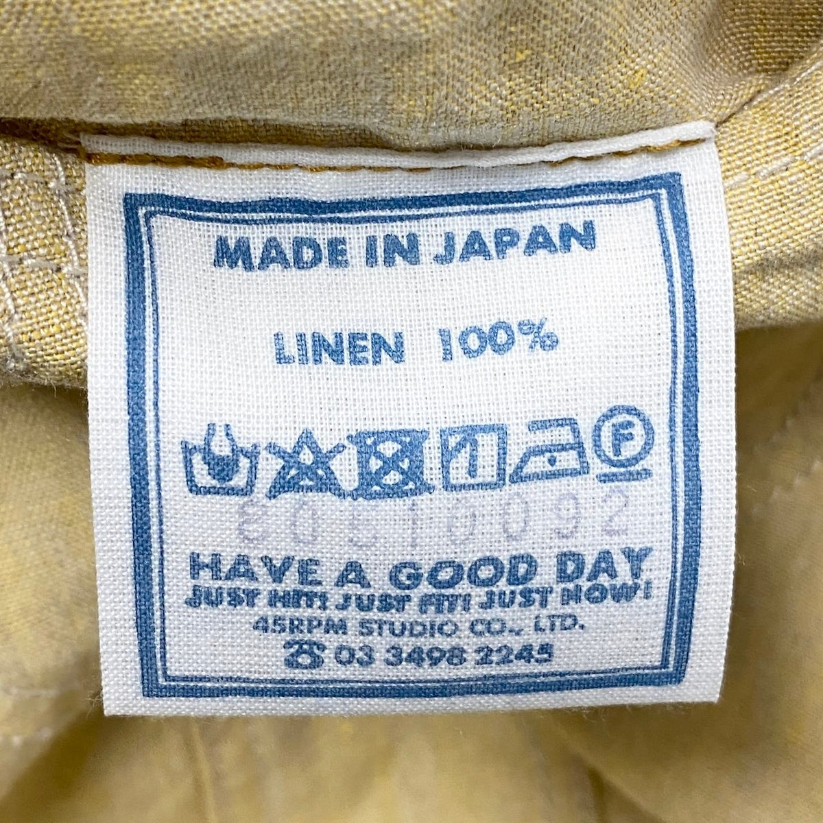 21j15 【未使用タグ付】 45R 45rpm フォーティーファイブアールピーエム 908 Gジャン リネンジャケット 80510092 サイズ02 イエロー 麻100％ レディースu02t