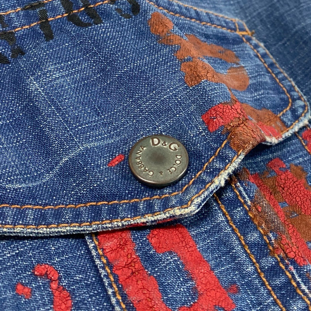 84L19 DOLCE&GABBANA ドルチェアンドガッパーナ 00`s vintage ダメージデニム カーゴパンツ ペイント加工 29 / 43 インディゴブルー コットン100％k02i