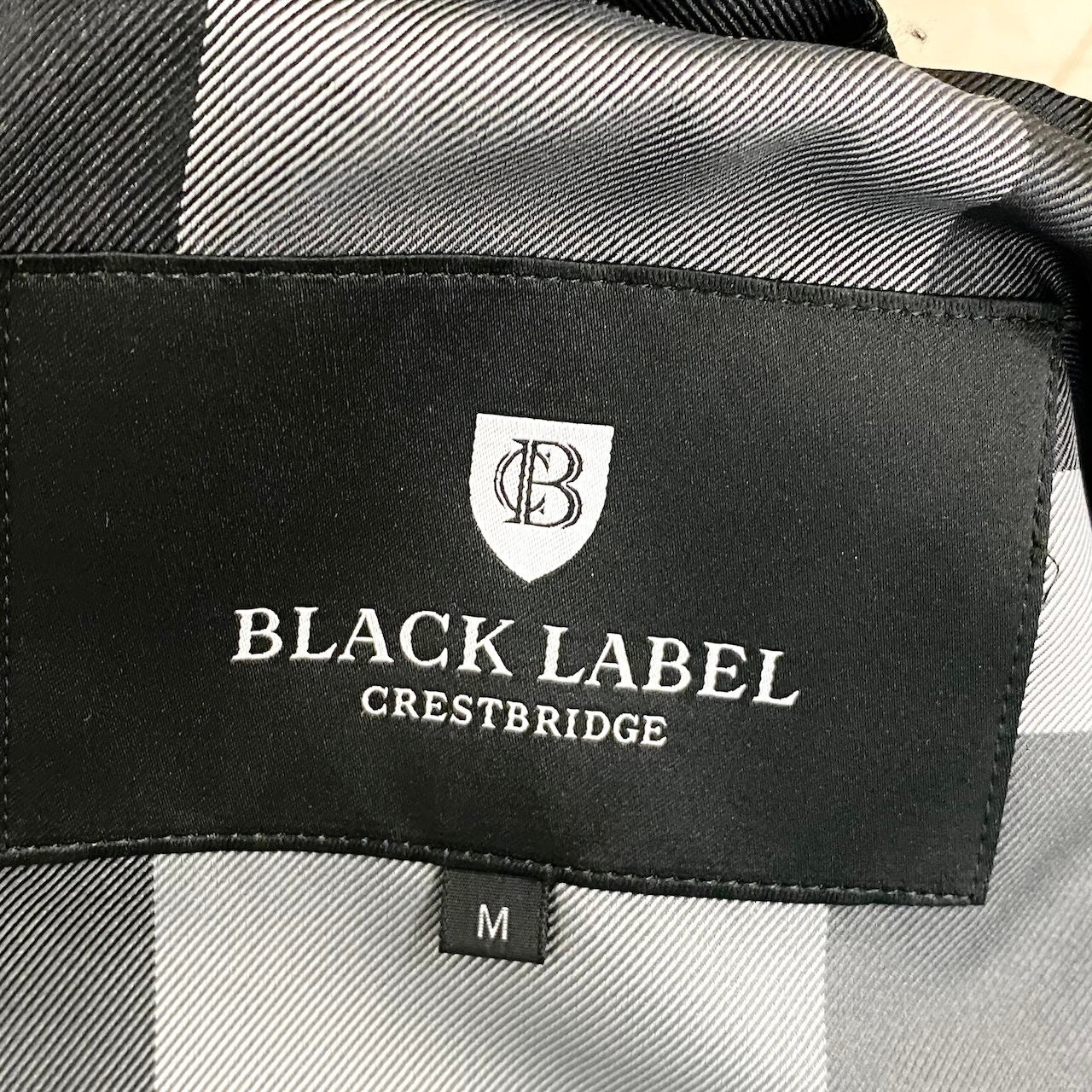40f15 BLACK LABEL CRESTBRIDGE ブラックレーベルクレストブリッジ ジップアップ ナイロンパーカー  伸縮ストレッチ サイズＭ ネイビー メンズ 紳士服u02t