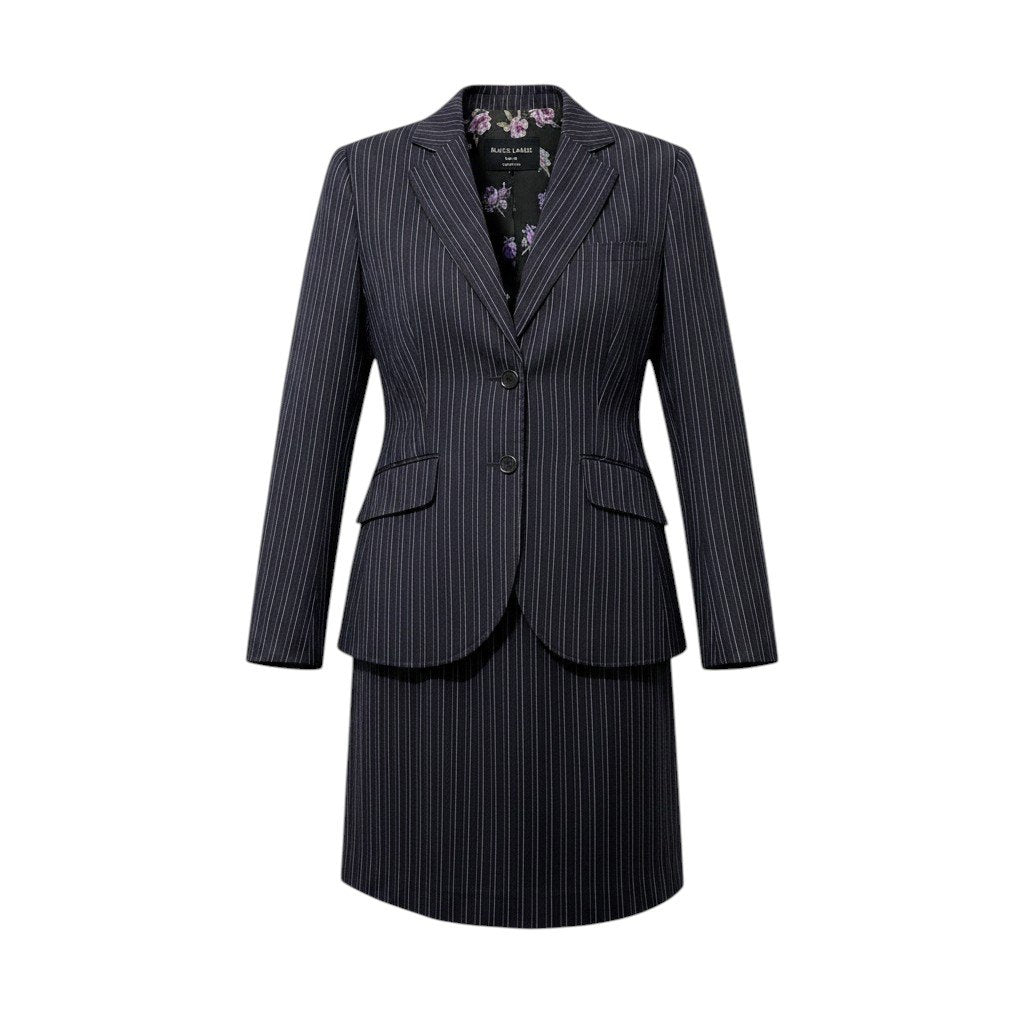 48i1 【美品】 BLACK LABEL Paul Smith ブラックレーベル ポールスミス セットアップ スカートスーツ ストライプ柄 テーラードジャケット 裏地花柄 40/38 ダークグレー パープル レディース 女性用u02t