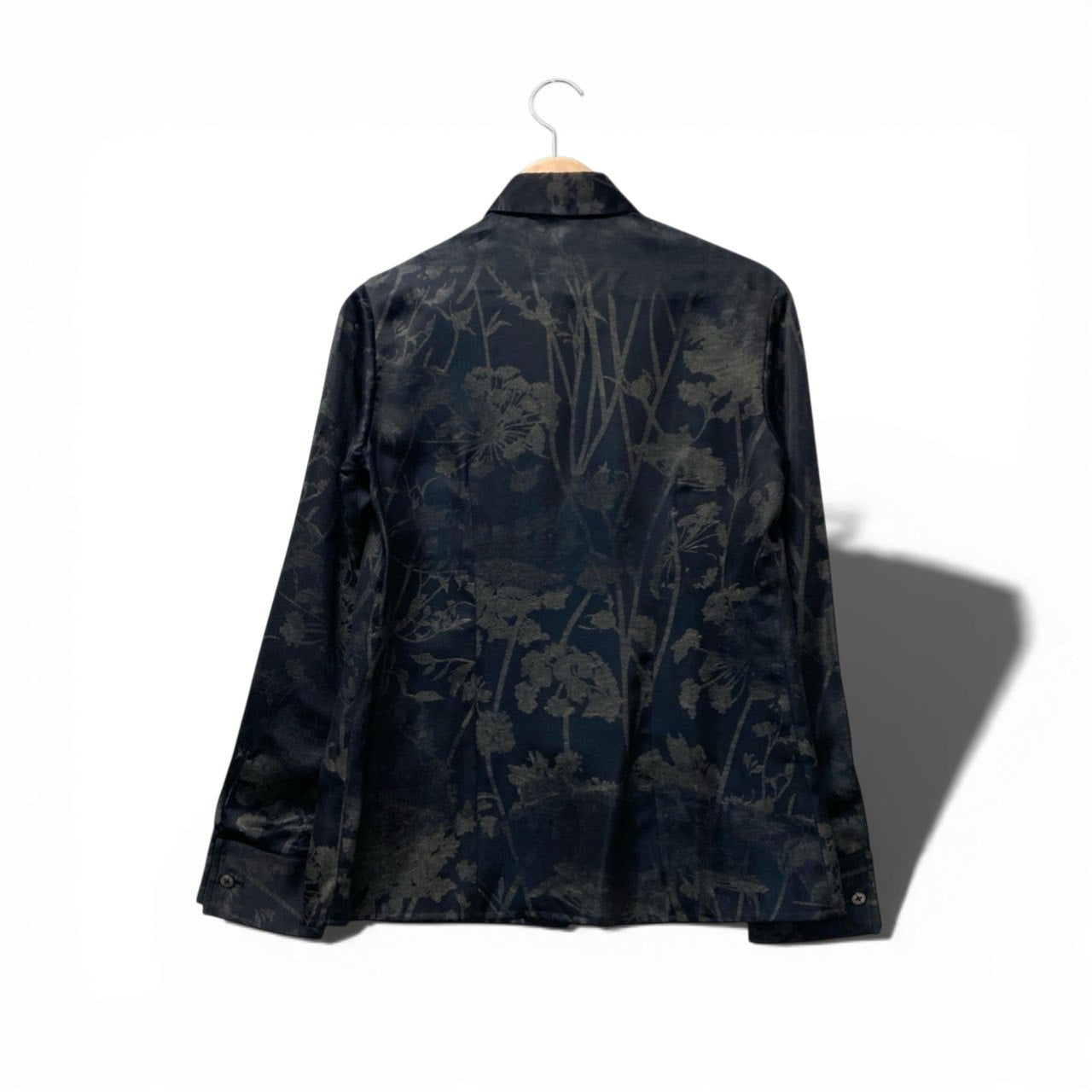 14c3 ETRO エトロ ロングスリーブシャツ フラワープリント 花柄 シルクブレンド レディース 女性服 イタリア製 42 ブラックu02t