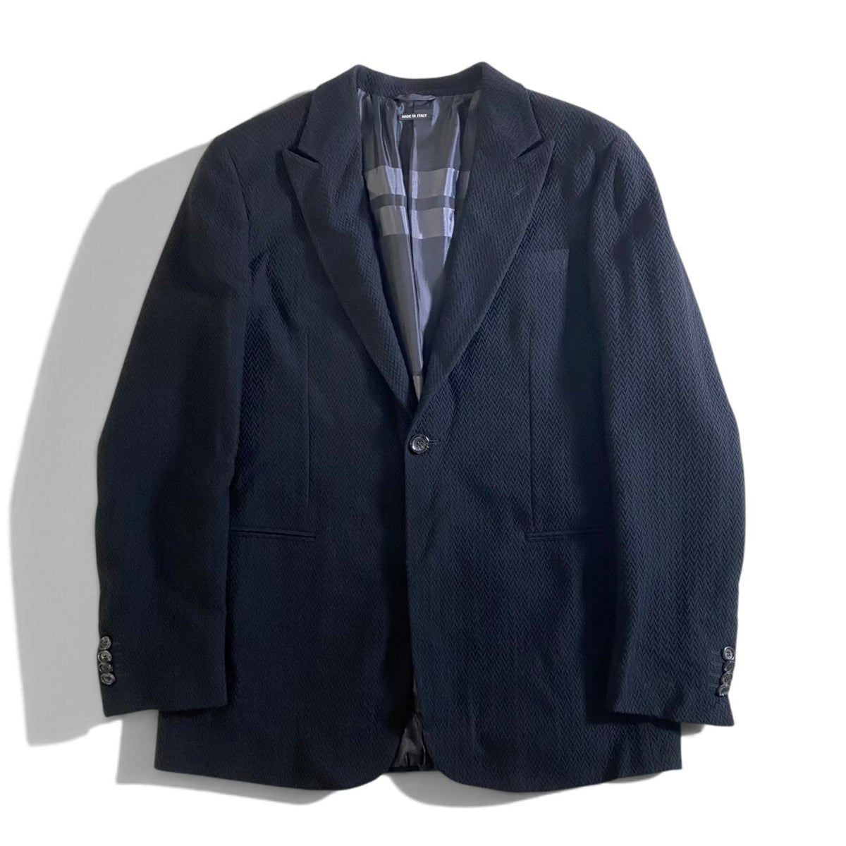 35j26 GIORGIO ARMANI ジョルジオアルマーニ BORGO21 黒タグ テーラードジャケット 大きいサイズ 52 ブラック メンズu02t