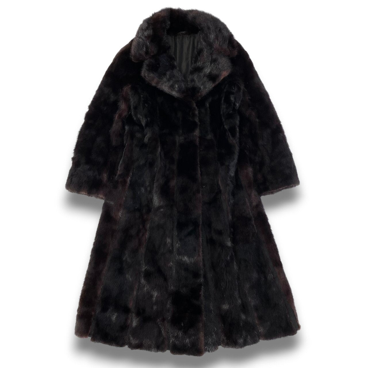 6c21 超ロング 本毛皮 ミンクコート 丈110cm サイズF 赤茶 Mink Fur Super Long Coatt18r