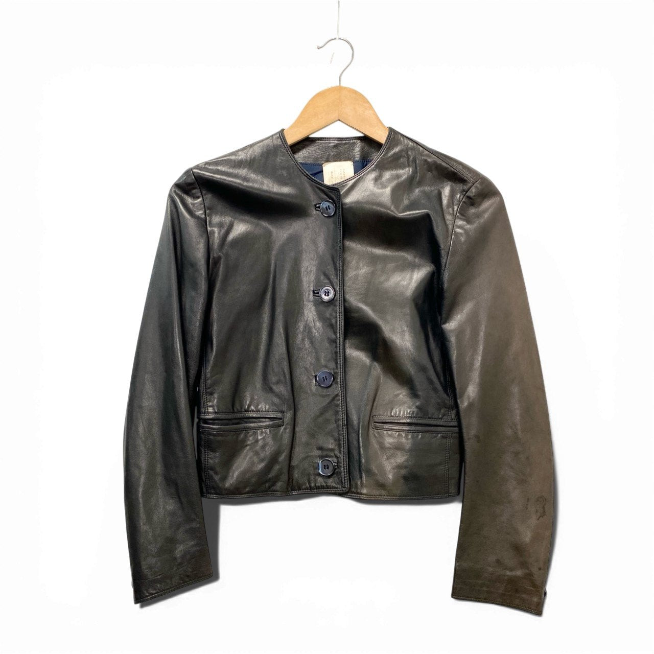 19b13 RUFFO ルッフォ レザージャケット ノーカラージャケット イタリア製 レディース 女性用 ブラック 本革 leatheru02t