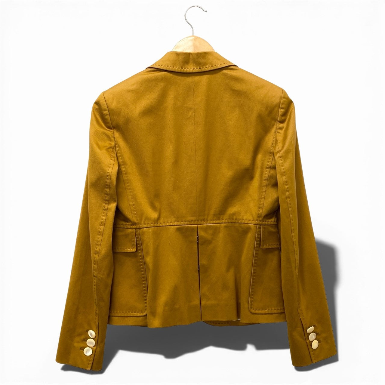 85a28 GUCCI グッチ テーラードジャケット ブレザー アウター 裏地 貝殻柄 42サイズ キャメル レディース 女性用u02t