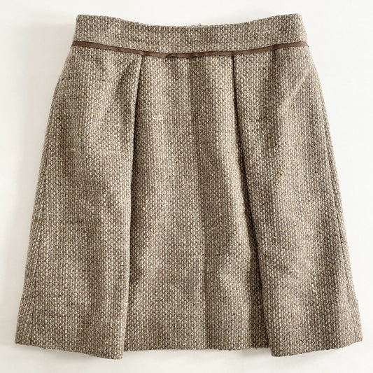 4j17 FOXEY フォクシー Skirt Tweed Trapeze ツイードスカート 38775 40 ブラウン カシミヤ混 日本製