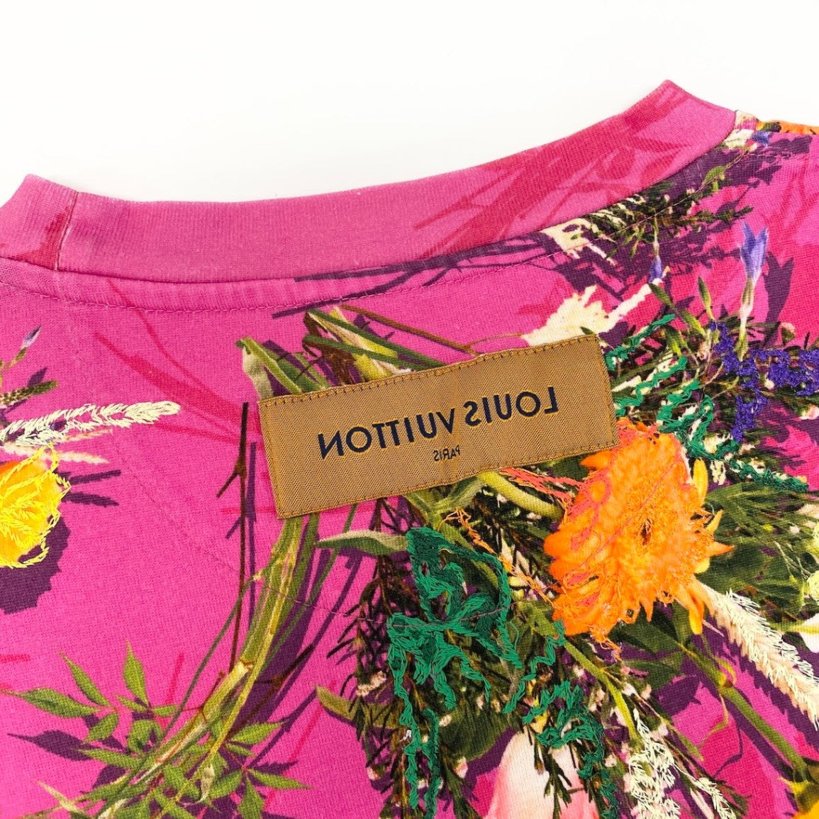 Id15 LOUIS VUITTON ルイヴィトン フラワーエンブロイダリー Tシャツ Flour Embroidery T-Shirt サイズM ピンクt18r