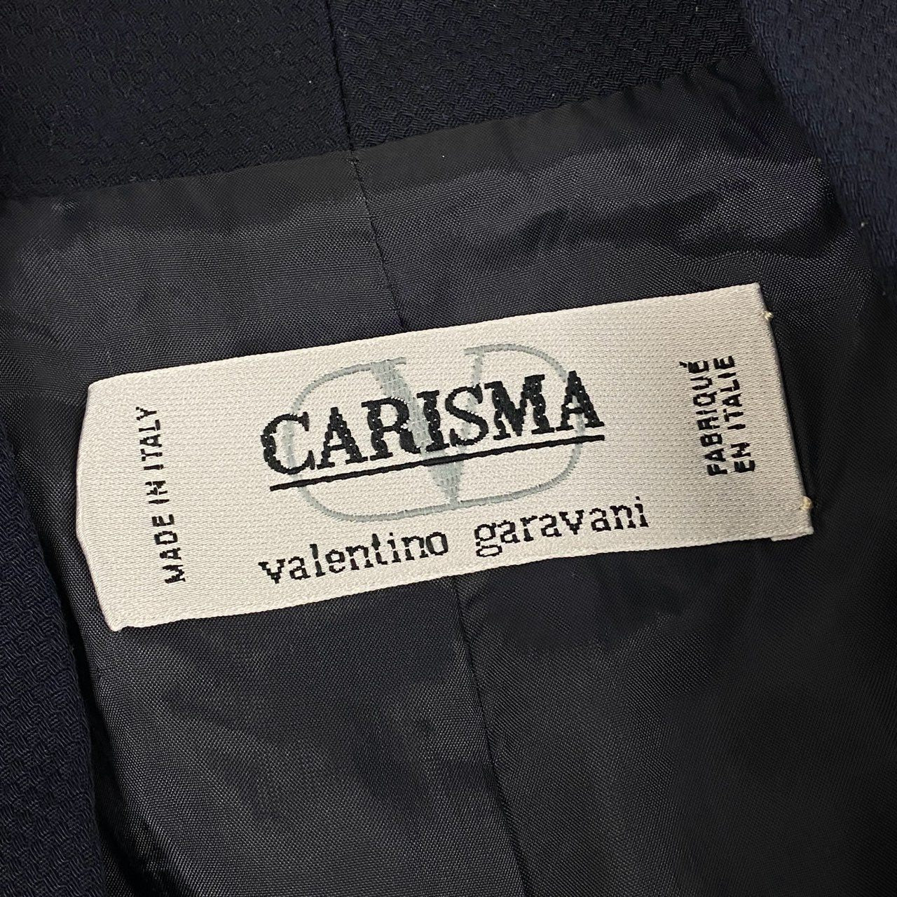 Ib20  VALENTINO ヴァレンティノ CARISMA スカートセットアップ 半袖ジャケット スカート 装飾ボタン 40 ネイビー コットン レディースu02t