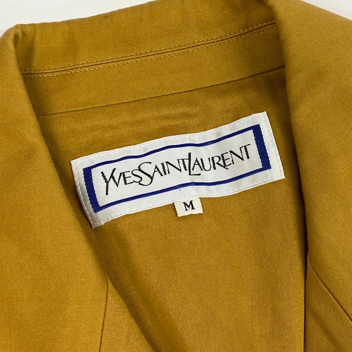 19f4 YVES SAINT LAURENT イヴサンローラン テーラードジャケット アンコンジャケット ダブルブレスト サイズM イエロー系 コットン100％ レディース 女性服o07t