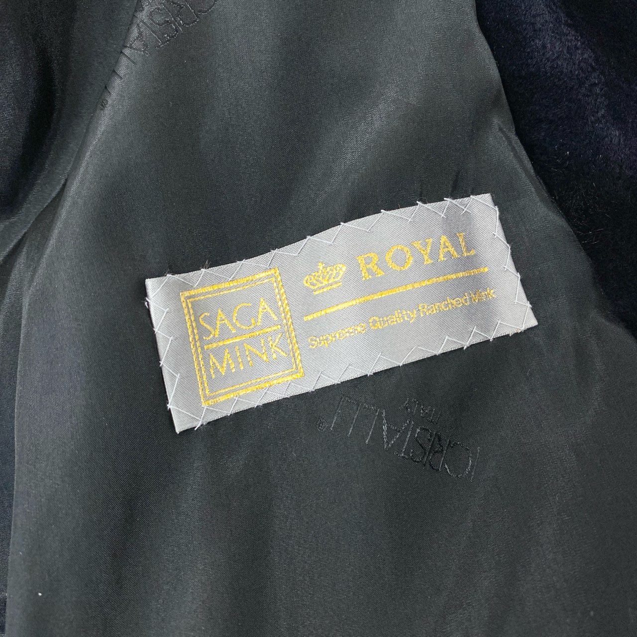 39k1《美品》定価98万 ICRISTALLI ROYAL SAGA MINK 金サガ シェアードミンク ロングコート F ブラック 最高級本毛皮 リアルファーt18r