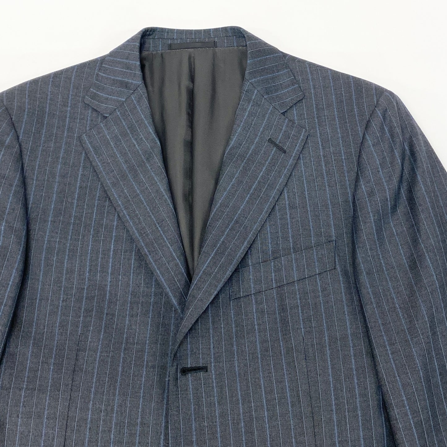 17k9 Ermenegildo Zegna エルメネジルドゼニア su misura スミズーラ TROFEO セットアップ スーツ ジャケット パンツ ストライプ ビジネス フォーマル 48 グレー ウール メンズo07t